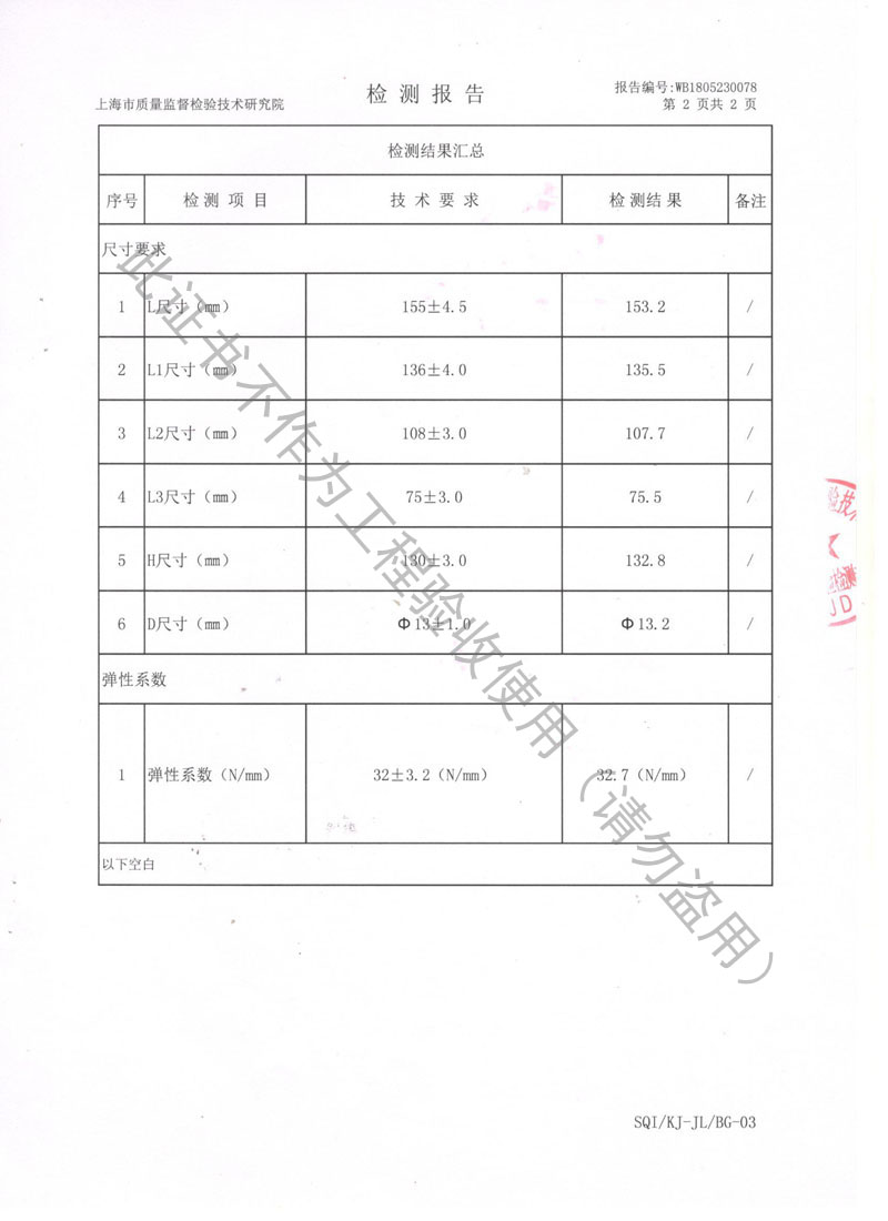 JB型彈簧減震器檢測報告